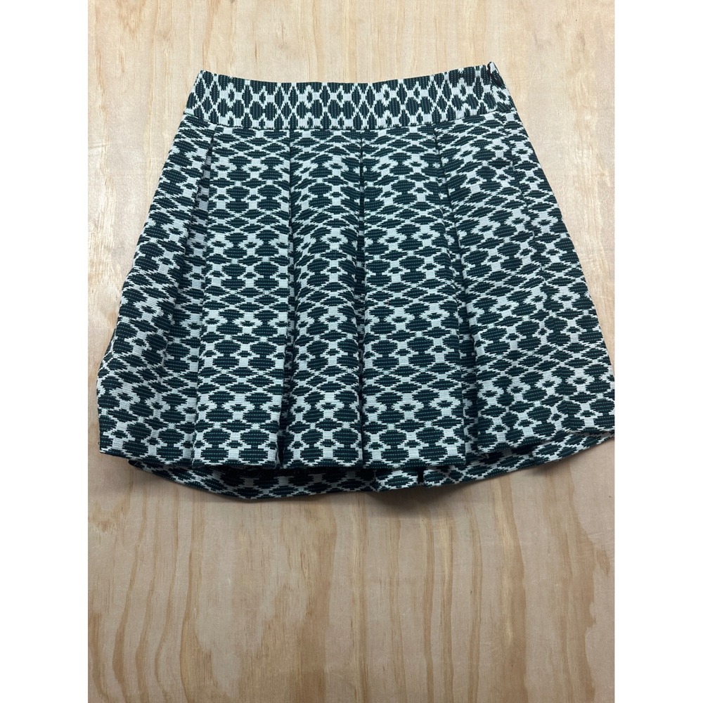 Banana Republic Green White Geometric Jacquard Pleated Mini Skirt Size 0